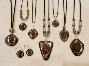 Elena Calderon, handmade, handpainted, ceramic, clay, stoneware, one of a kind orginal, pendant, adjustable cotton cord necklace